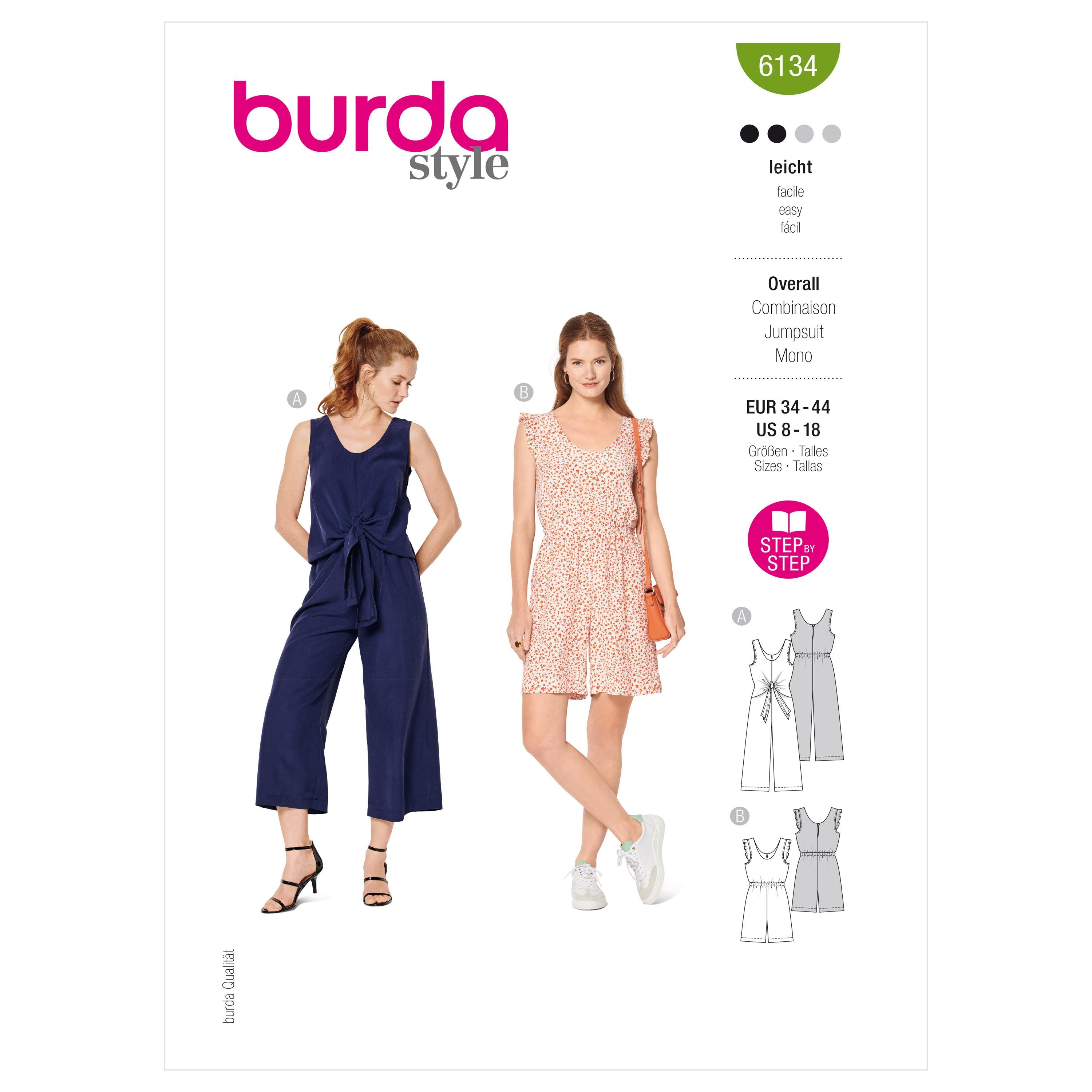 Burda Sewing Pattern 6134 Jumpsuit from Jaycotts Sewing Supplies
