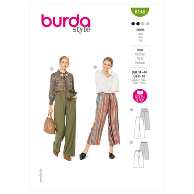 Burda Sewing Pattern 6148 Trousers and Pants from Jaycotts Sewing Supplies