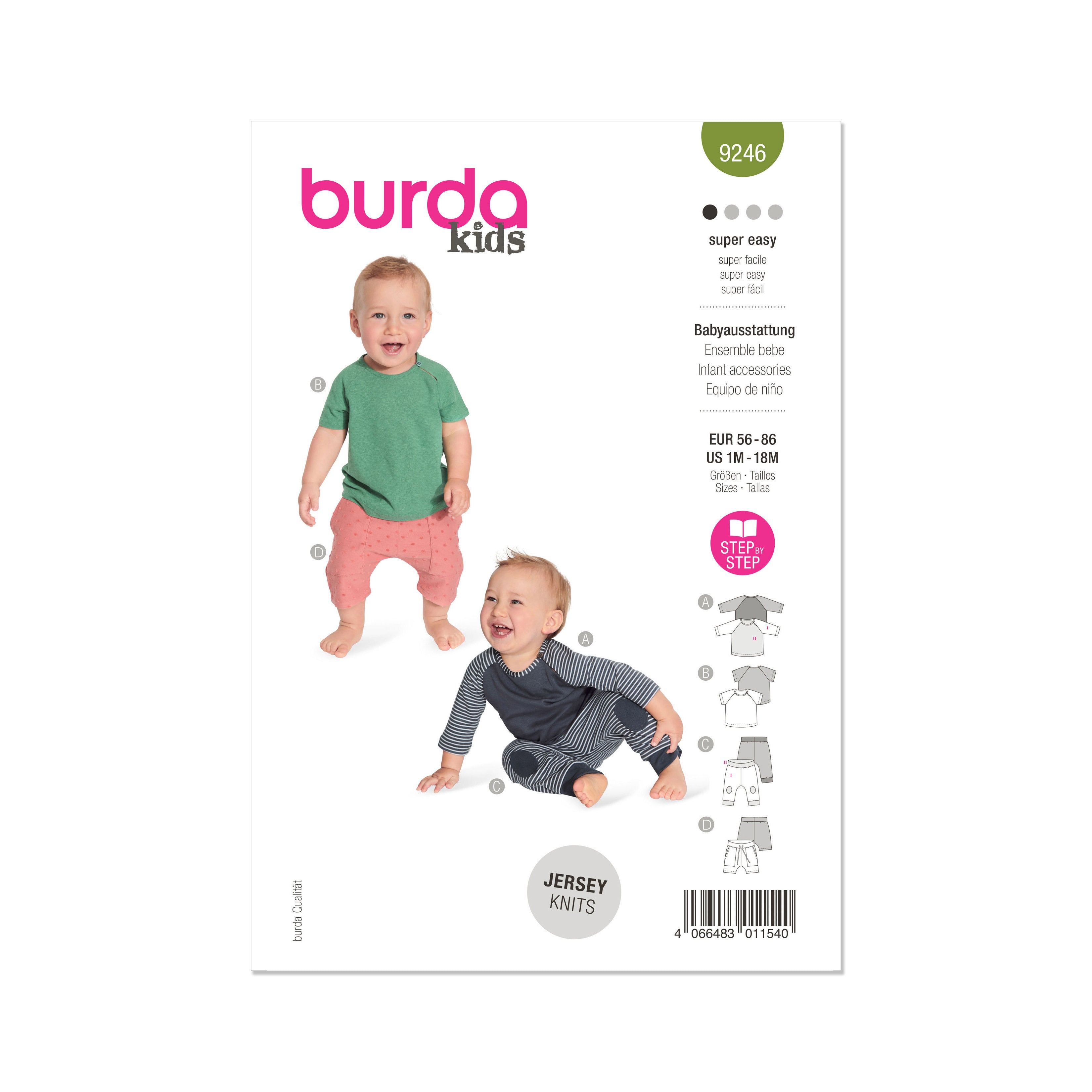 Burda Style Sewing Pattern 9246 Babies' Clothes from Jaycotts Sewing Supplies