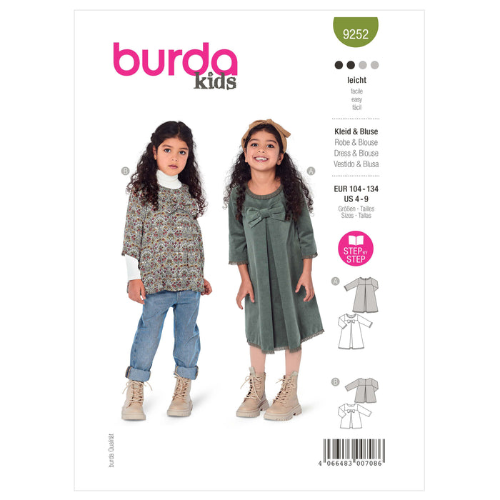 Burda Sewing Pattern 9252 Children's Sundress and Blouse from Jaycotts Sewing Supplies