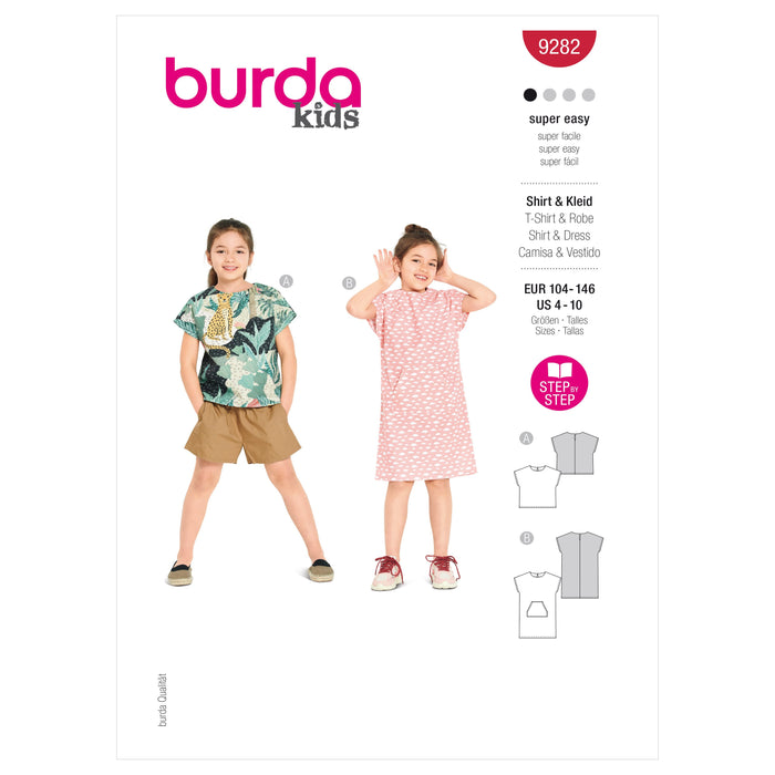 Burda Sewing Pattern 9282 Children's Top and Dress from Jaycotts Sewing Supplies