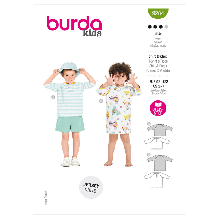 Burda Sewing Pattern 9284 Children's Top and Dress from Jaycotts Sewing Supplies