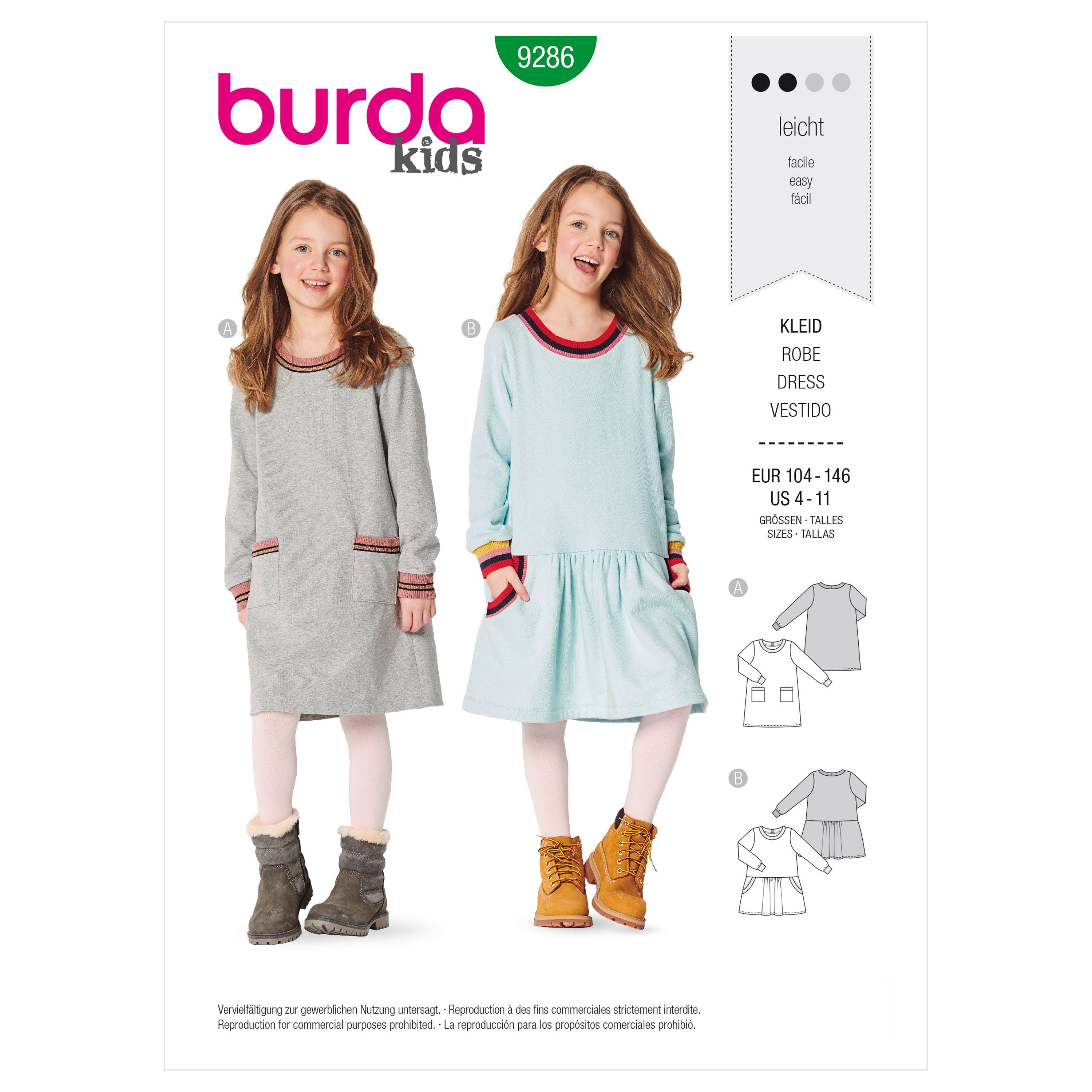 Burda Sewing Pattern 9286 Babies' Dress – Shirtdress from Jaycotts Sewing Supplies