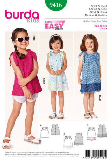 BD9416 Girls' Summer Dress & Top | Easy from Jaycotts Sewing Supplies