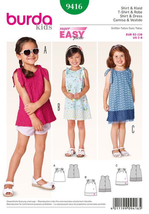 BD9416 Girls' Summer Dress & Top | Easy from Jaycotts Sewing Supplies