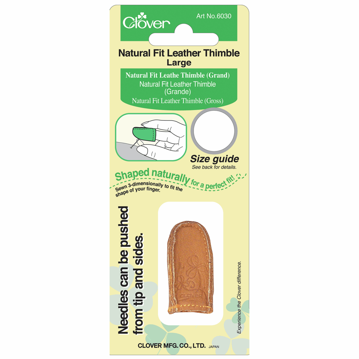 Clover Natural Fit Leather Thimble from Jaycotts Sewing Supplies
