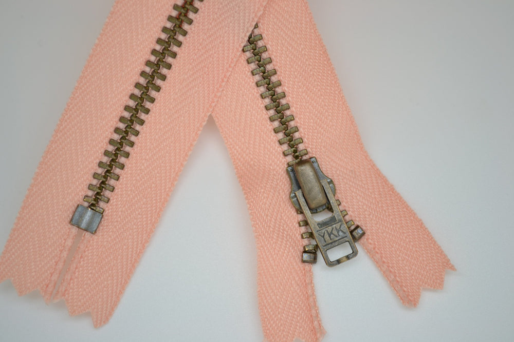 Metal Dress Zip | Antique Brass - PEACH from Jaycotts Sewing Supplies
