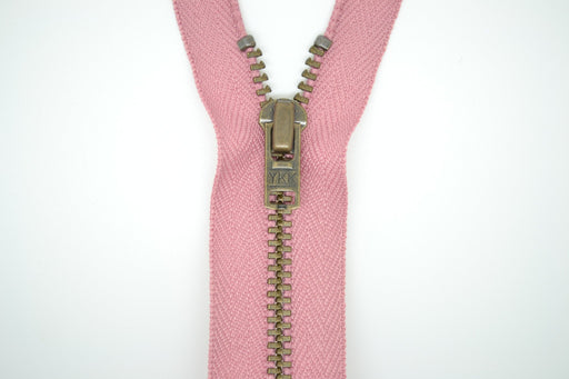 Metal Dress Zip | Antique Brass - DUSKY PINK from Jaycotts Sewing Supplies