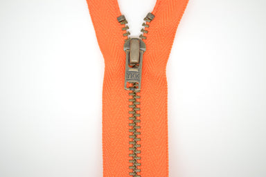 Metal Dress Zip | Antique Brass - TANGERINE from Jaycotts Sewing Supplies