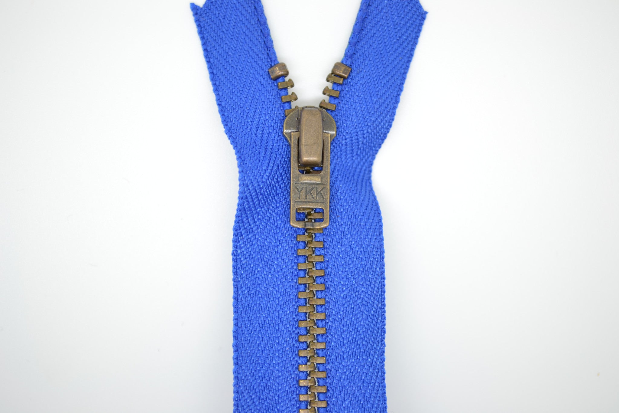 Metal Dress Zip | Antique Brass - ROYAL BLUE from Jaycotts Sewing Supplies
