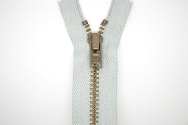 Metal Dress Zip | Antique Brass - LIGHT GREY from Jaycotts Sewing Supplies