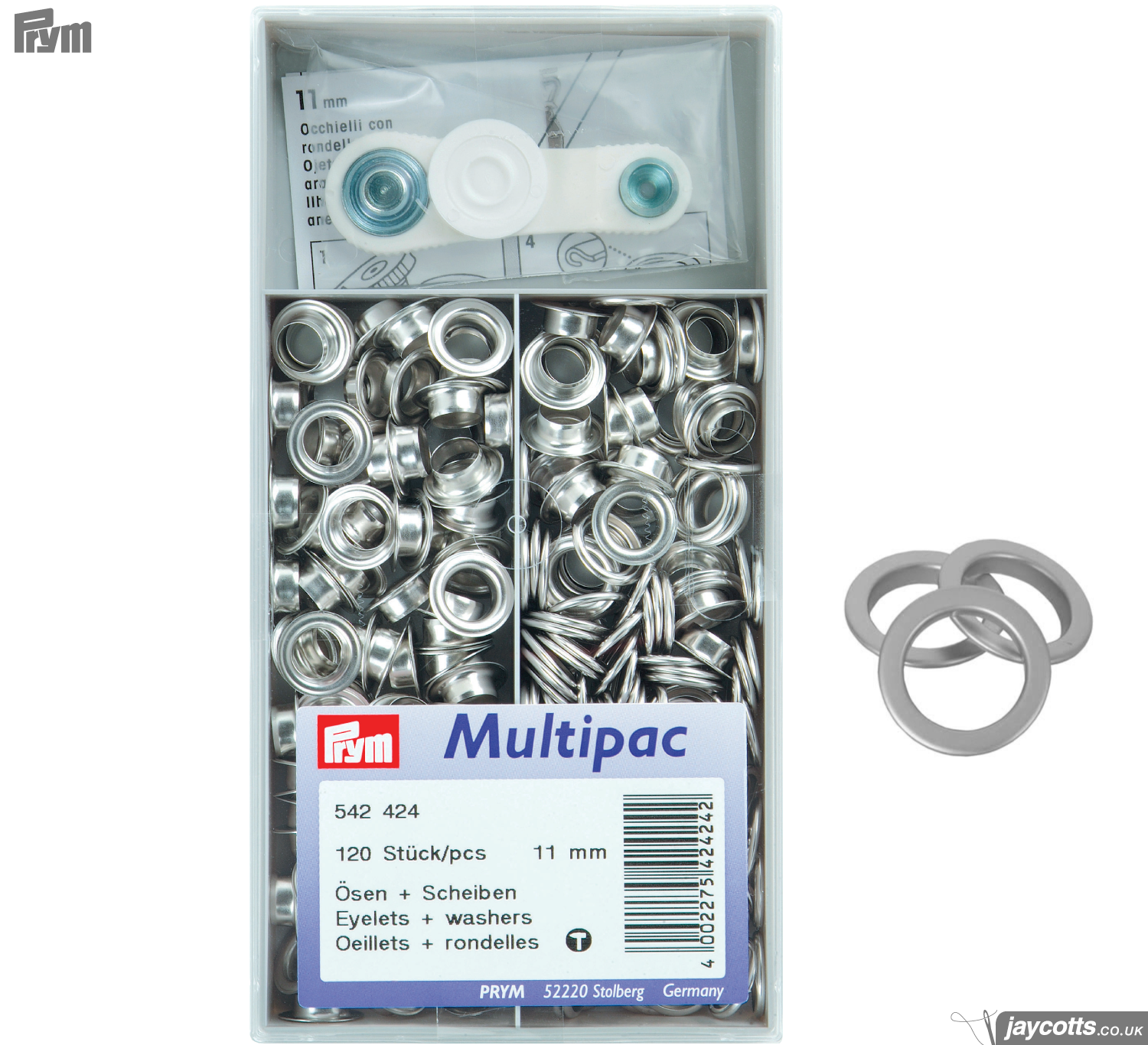 PRYM Metal Eyelets - Silver (Non-Sew) from Jaycotts Sewing Supplies