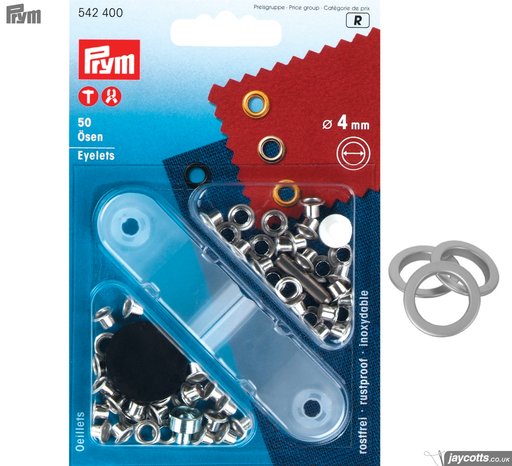 PRYM Metal Eyelets - Silver (Non-Sew) from Jaycotts Sewing Supplies