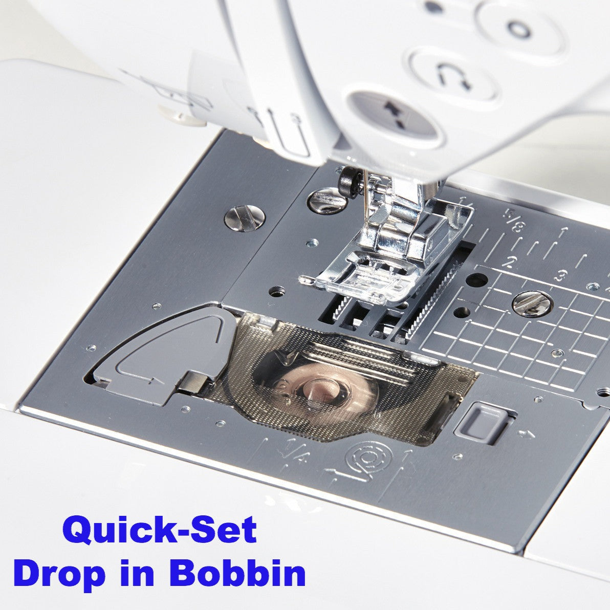the Brother quick set drop in bobbin on F420 sewing machine from Jaycotts Sewing Supplies