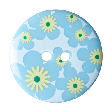 Buttons: Deco #11B Floral - White / Blue from Jaycotts Sewing Supplies