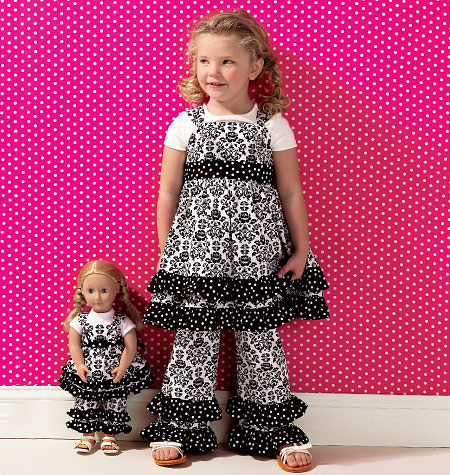 Kwik Sew 0135 Girls' Top, Pants & Overalls; Dolls' Top & Pants from Jaycotts Sewing Supplies