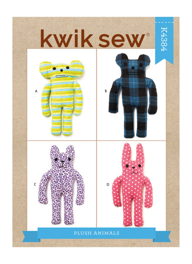 Kwik Sew 4384 Plush Animals Sewing Pattern from Jaycotts Sewing Supplies