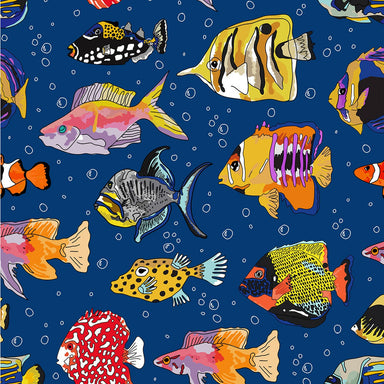 Sea In Colour Organic Cotton Fabric, Keep On Swimming from Jaycotts Sewing Supplies