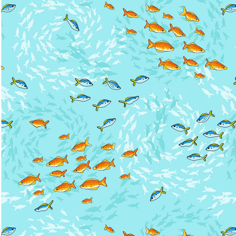 Fish Shoal Sea in Colour 100% Cotton Fabric