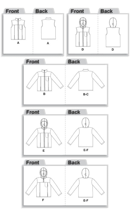 M5252 Misses/Men's Unlined Vest & Jackets from Jaycotts Sewing Supplies