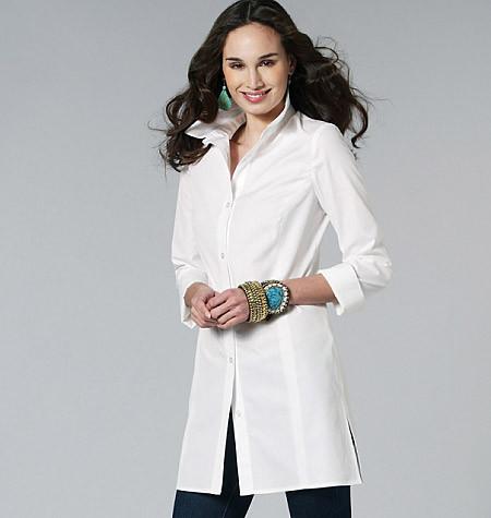 M6124 Misses'/Miss Petite/Women's/Women's Petite Shirts In 3 Lengths from Jaycotts Sewing Supplies