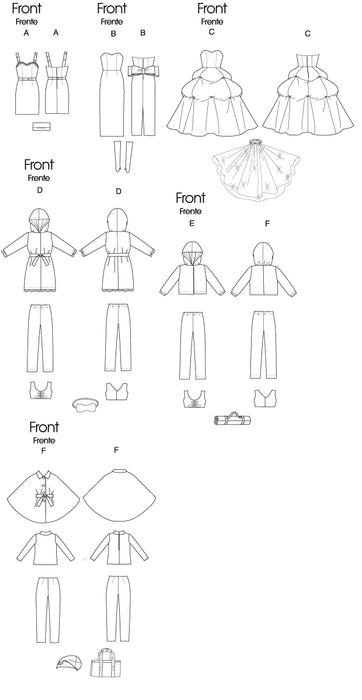 M6258 Fashion Clothes For 11" Doll from Jaycotts Sewing Supplies