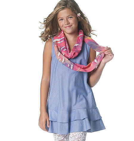 M6275 Girls' Dresses, Scarf & Leggings from Jaycotts Sewing Supplies