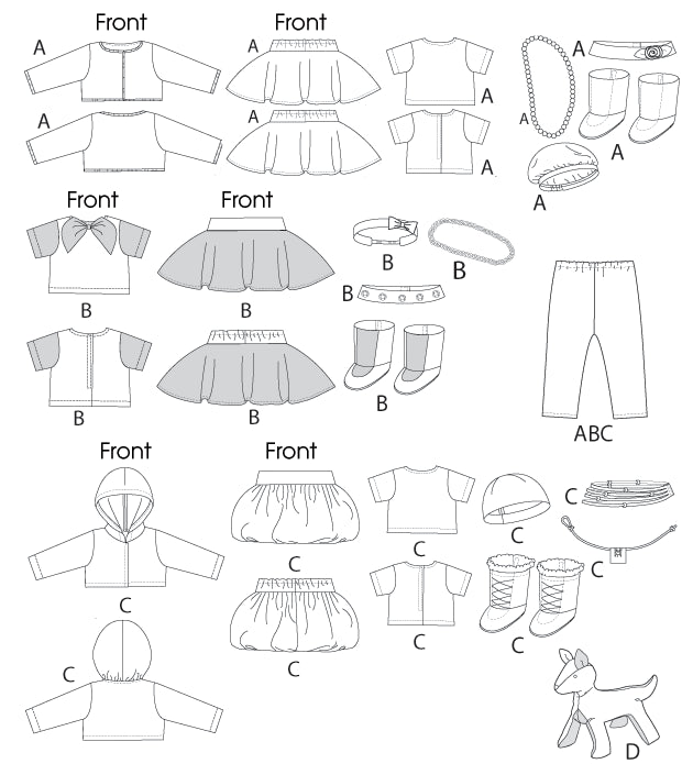 M6669 Clothes For 18' Doll, Accessories & Dog from Jaycotts Sewing Supplies