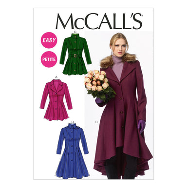 McCall's 6800 Misses'/Miss Petite Lined Coats, Belt + Detachable Collar and Hood Pattern from Jaycotts Sewing Supplies