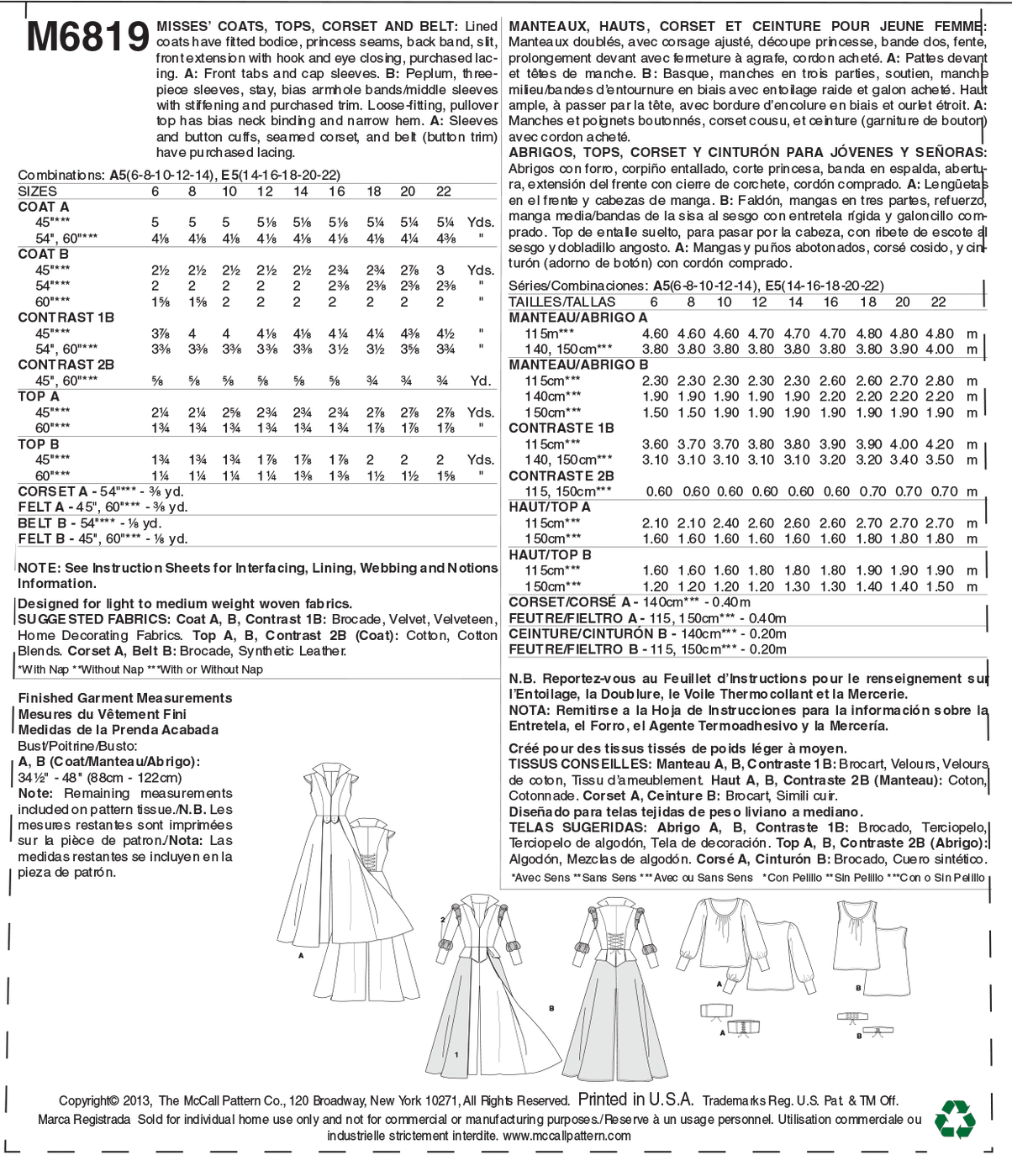 McCall's Pattern: M6819 Misses' Sci-Fi Warrior Costume — jaycotts.co.uk ...