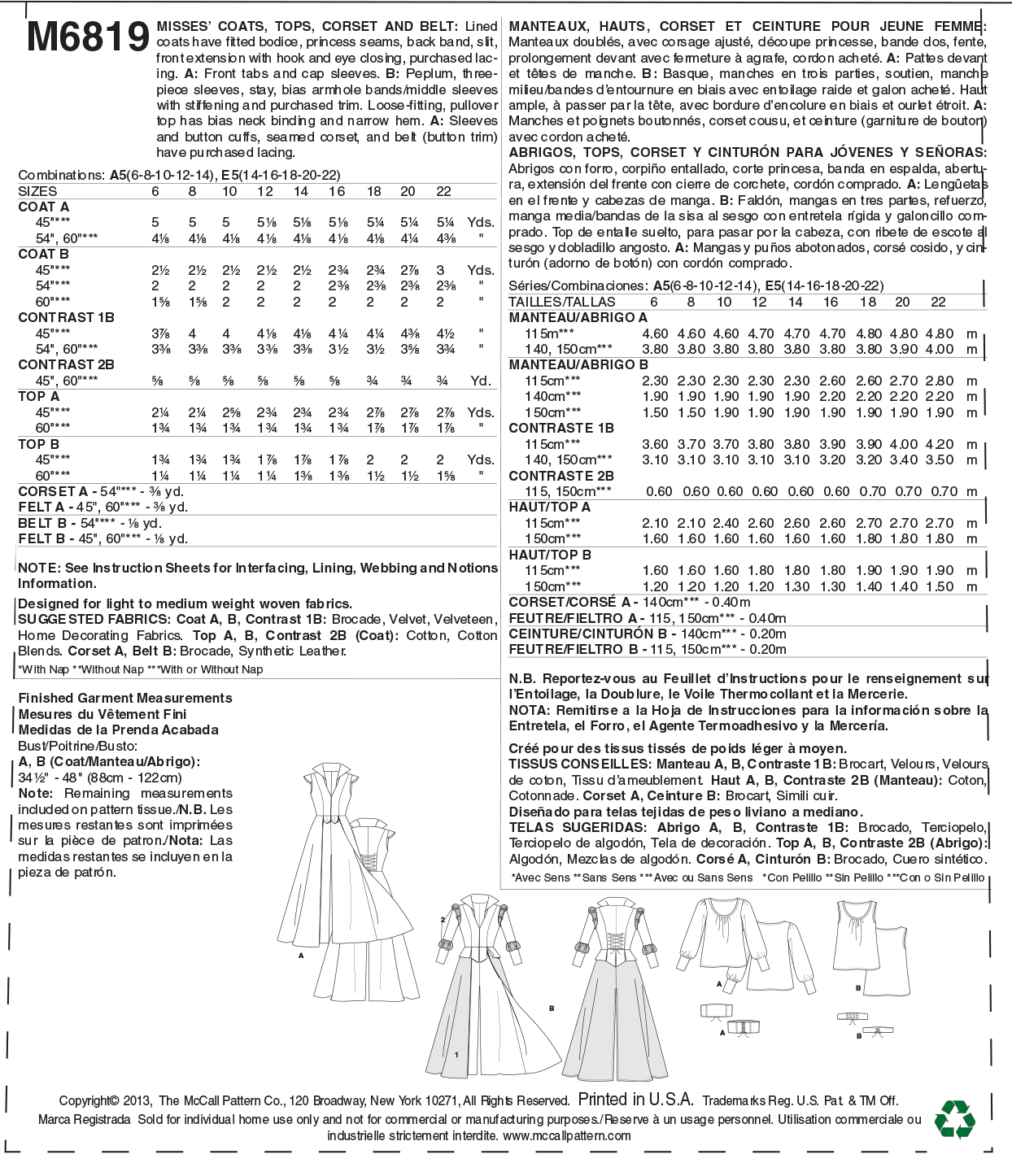 McCall's 6819 Misses' Sci-Fi Warrior Costume Pattern from Jaycotts Sewing Supplies