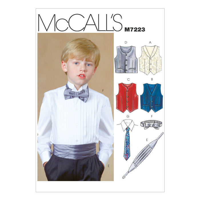 M7223 Children's/Boys' Lined Vests, Cummerbund, Bow Tie and Neck from Jaycotts Sewing Supplies