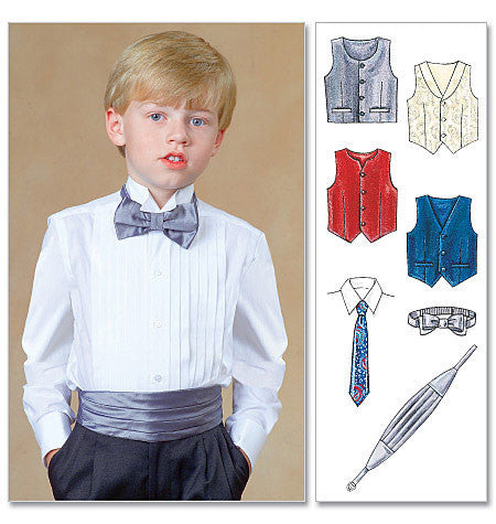 M7223 Children's/Boys' Lined Vests, Cummerbund, Bow Tie and Neck from Jaycotts Sewing Supplies