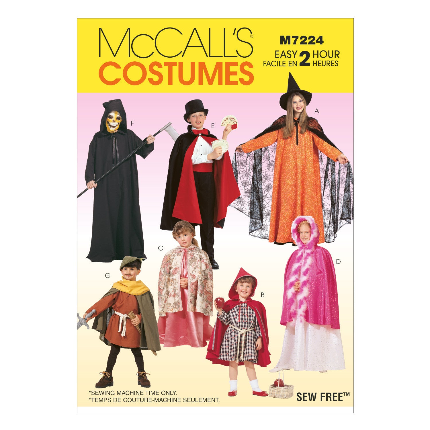M7224 Children's Boys' and Girls' Cape and Tunic Costumes from Jaycotts Sewing Supplies