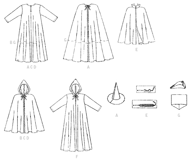 M7224 Children's Boys' and Girls' Cape and Tunic Costumes from Jaycotts Sewing Supplies