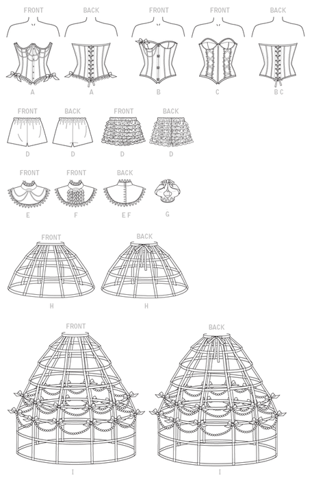 M7306 Corsets, Shorts, Collars, Hoop Skirts and Crown from Jaycotts Sewing Supplies