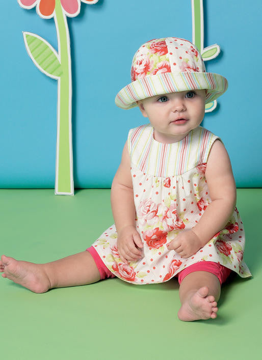 M7342 Infants back-bow dresses, leggings & hat from Jaycotts Sewing Supplies