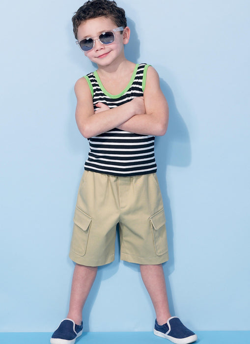 M7379 Boys Tank Tops, Cargo Shorts & Pants from Jaycotts Sewing Supplies