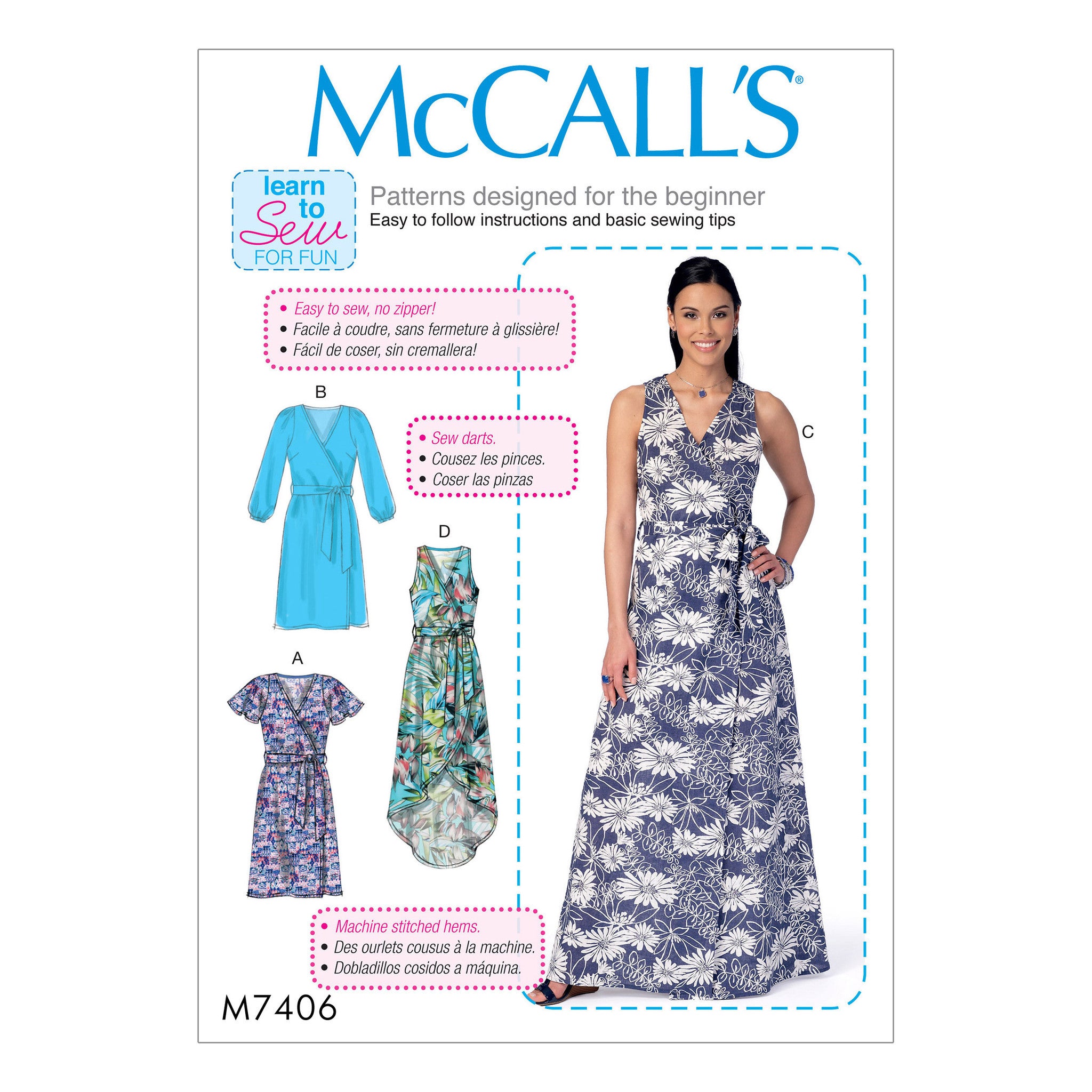 M7406 Dresses and belt McCalls pattern from Jaycotts Sewing Supplies