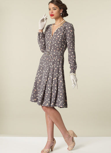 M7433 Misses' Inverted Notch-Collar Shirtdresses and Belt from Jaycotts Sewing Supplies