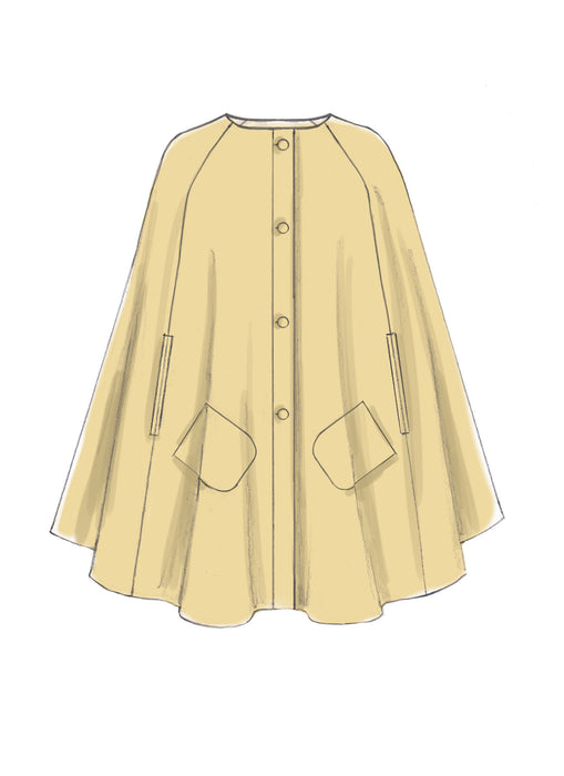 M7477 Misses' Hooded, Collared or Collarless Capes from Jaycotts Sewing Supplies