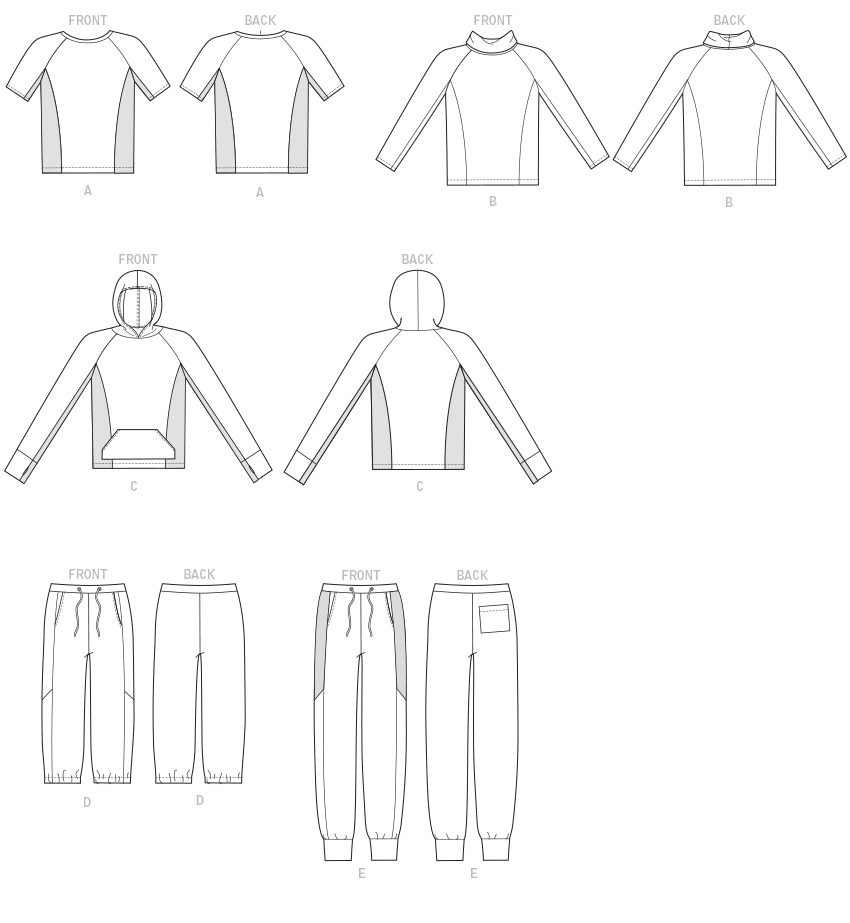 M7486 Men's Raglan Sleeve Tops and Drawstring Pants from Jaycotts Sewing Supplies