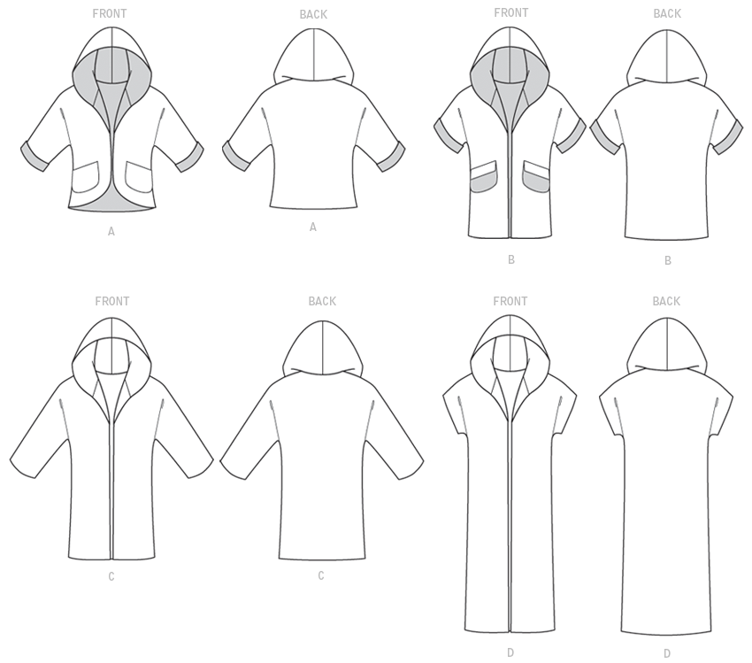 M7511 Misses' Open-Front Jackets with Shawl Collar and Hood from Jaycotts Sewing Supplies