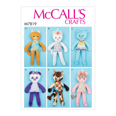 McCall's Sewing Pattern 7819 Soft Toy Animals from Jaycotts Sewing Supplies