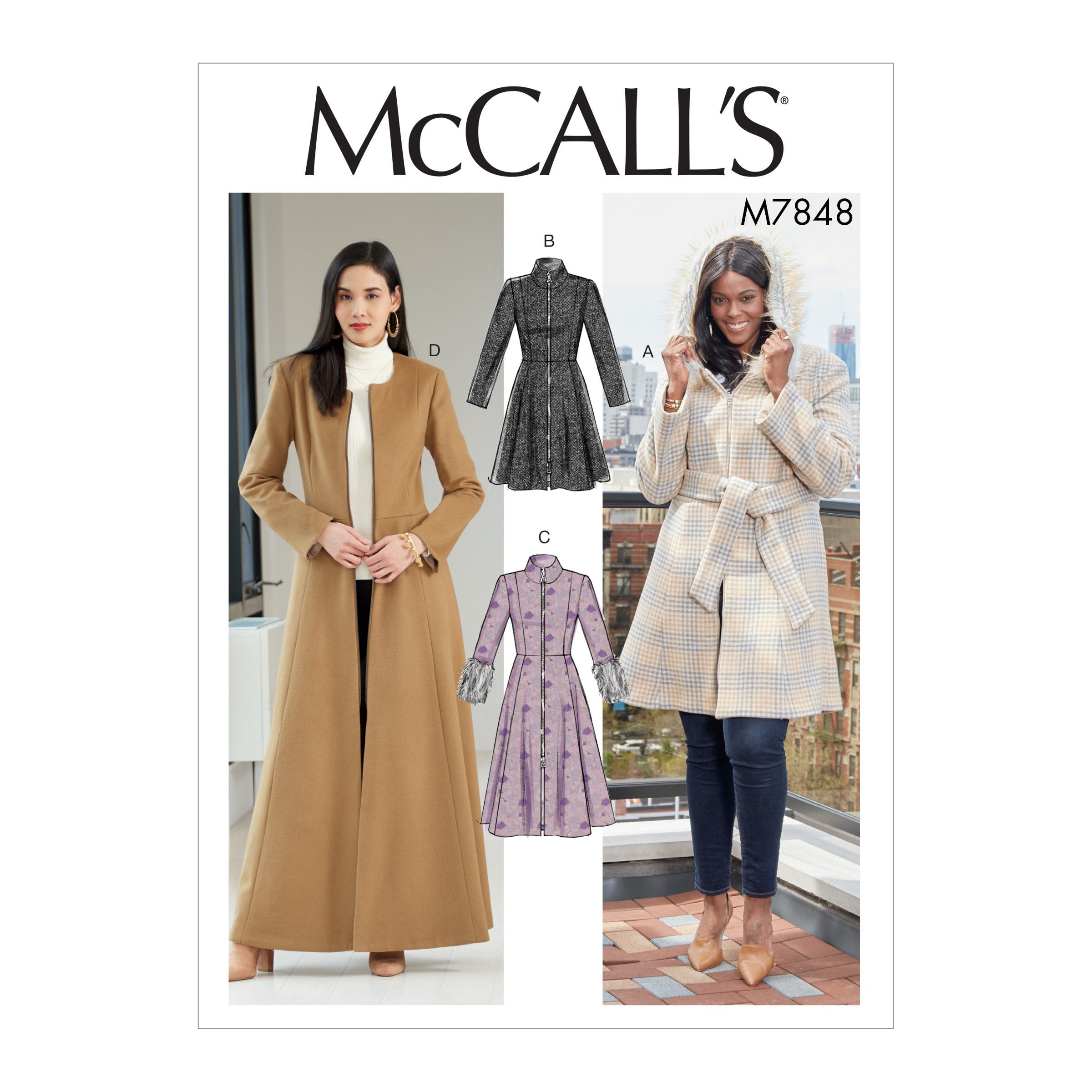 McCall's M8156 Misses 16 to 24 Fitted and Flared Full Length Coat Sewing Pattern