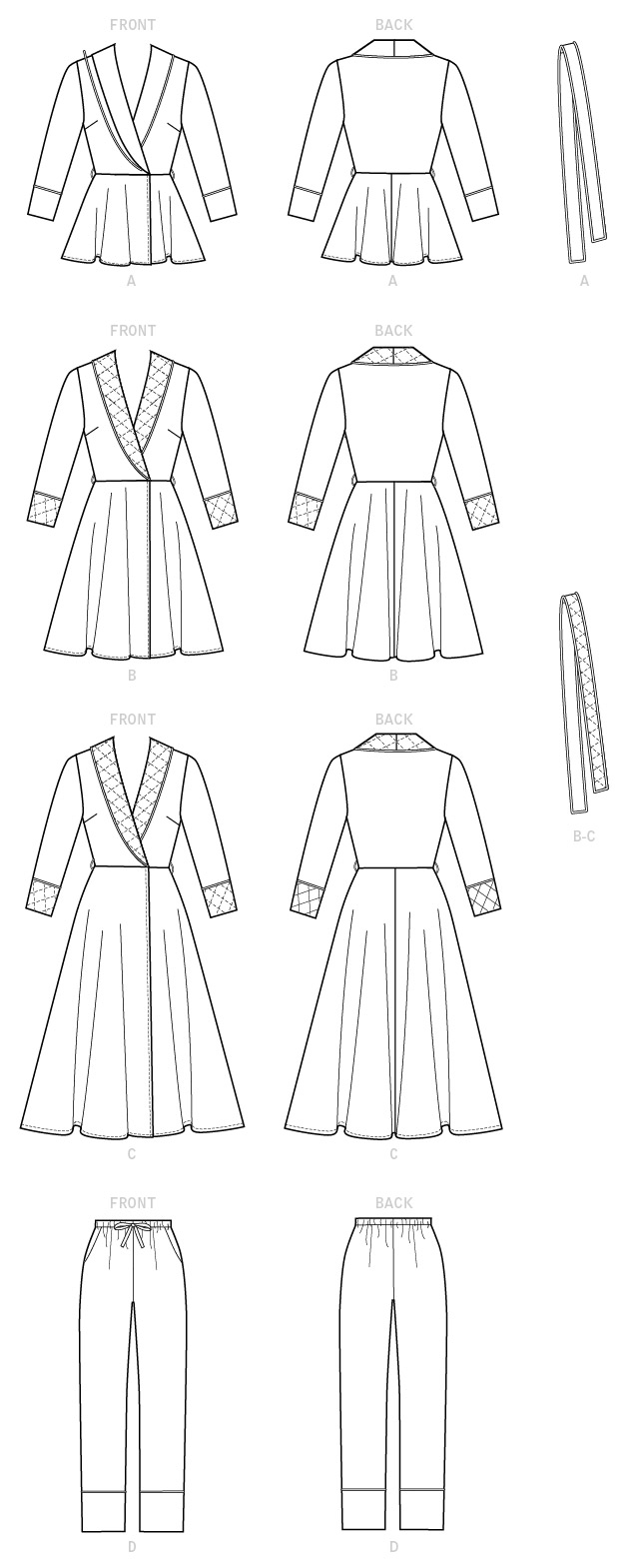 M7875 sewing pattern for pyjamas and Robe from Jaycotts Sewing Supplies