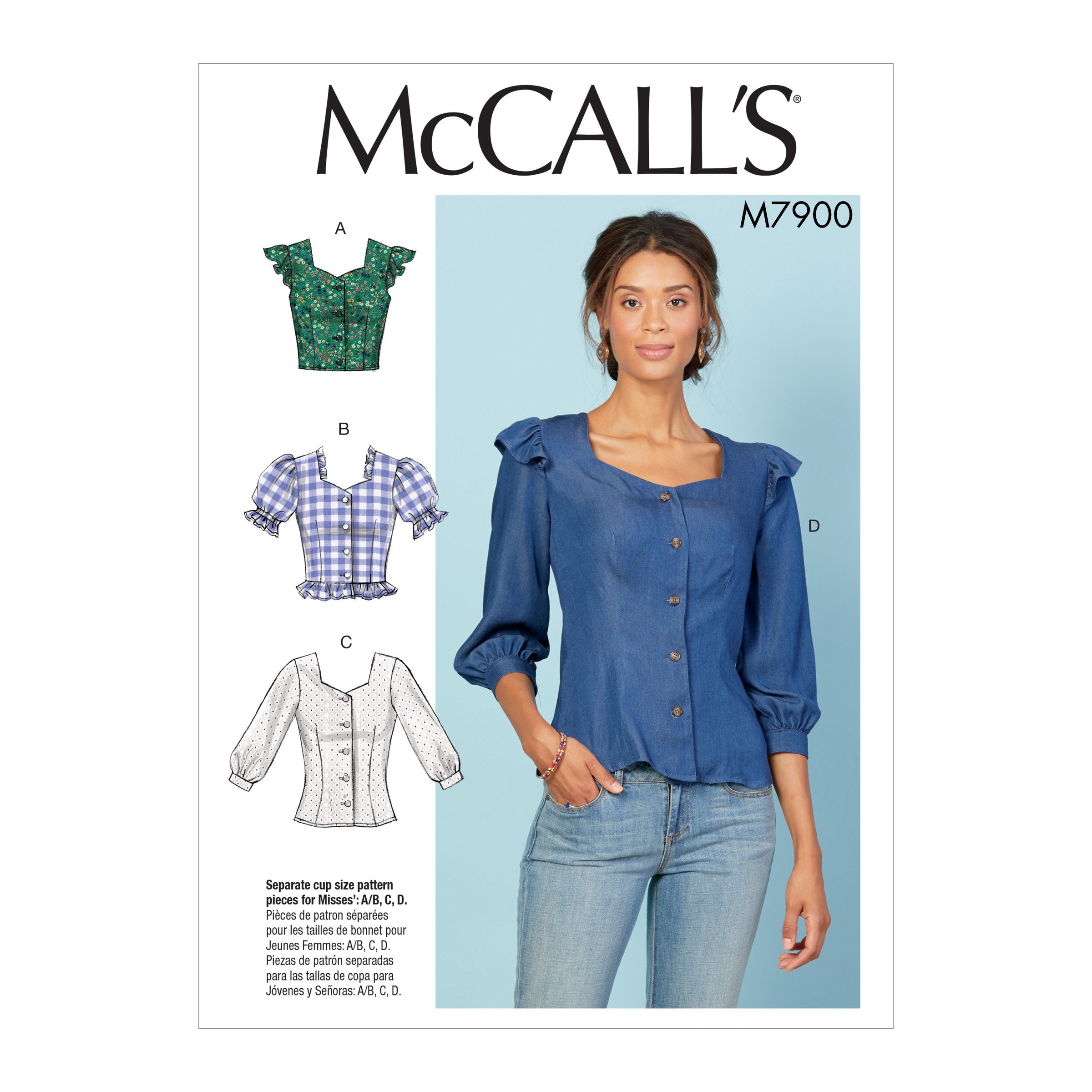 M7900 Misses' Tops Pattern | A/B, C and D Cup Sizes from Jaycotts Sewing Supplies