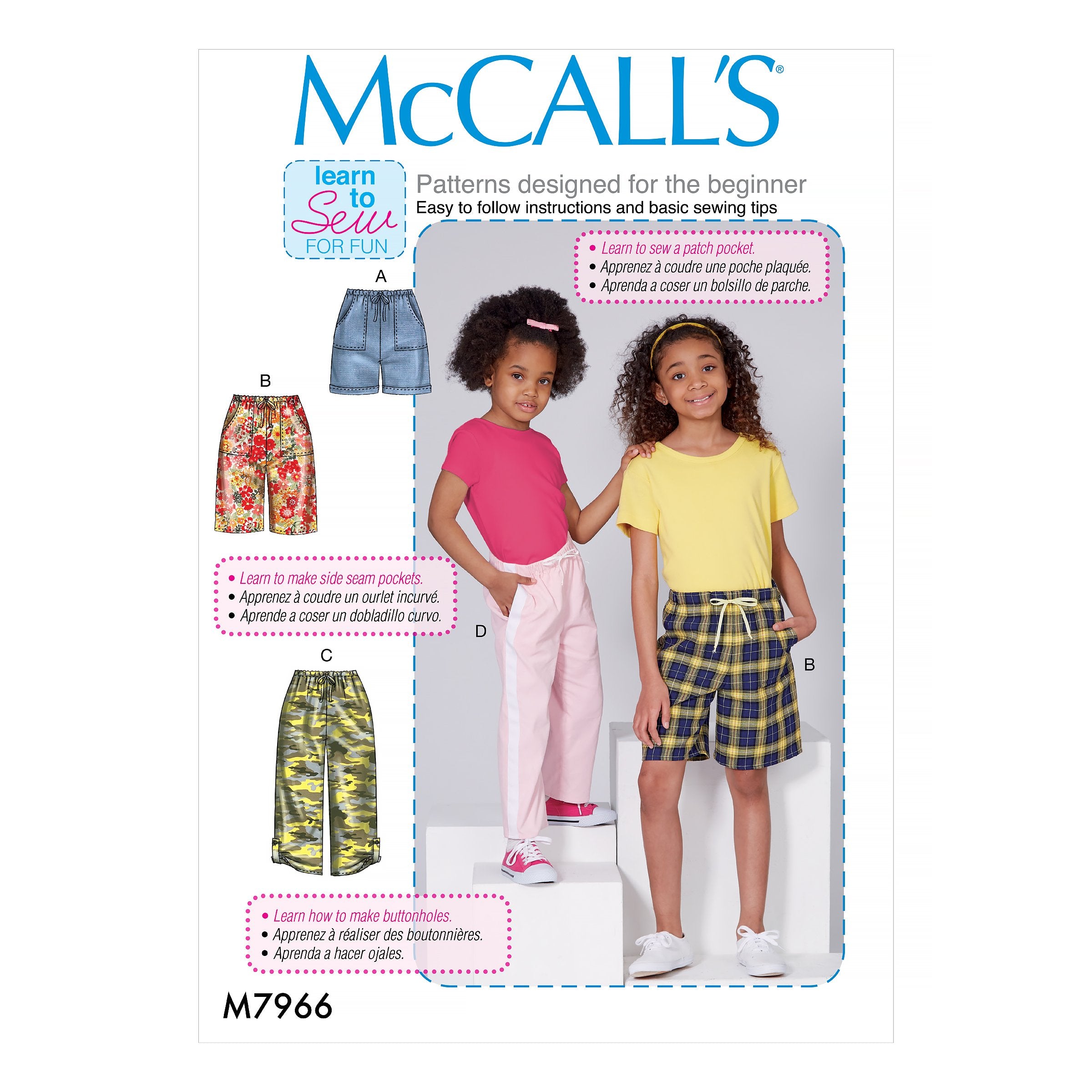McCalls 7966 Girls' Shorts and Pants sewing pattern from Jaycotts Sewing Supplies