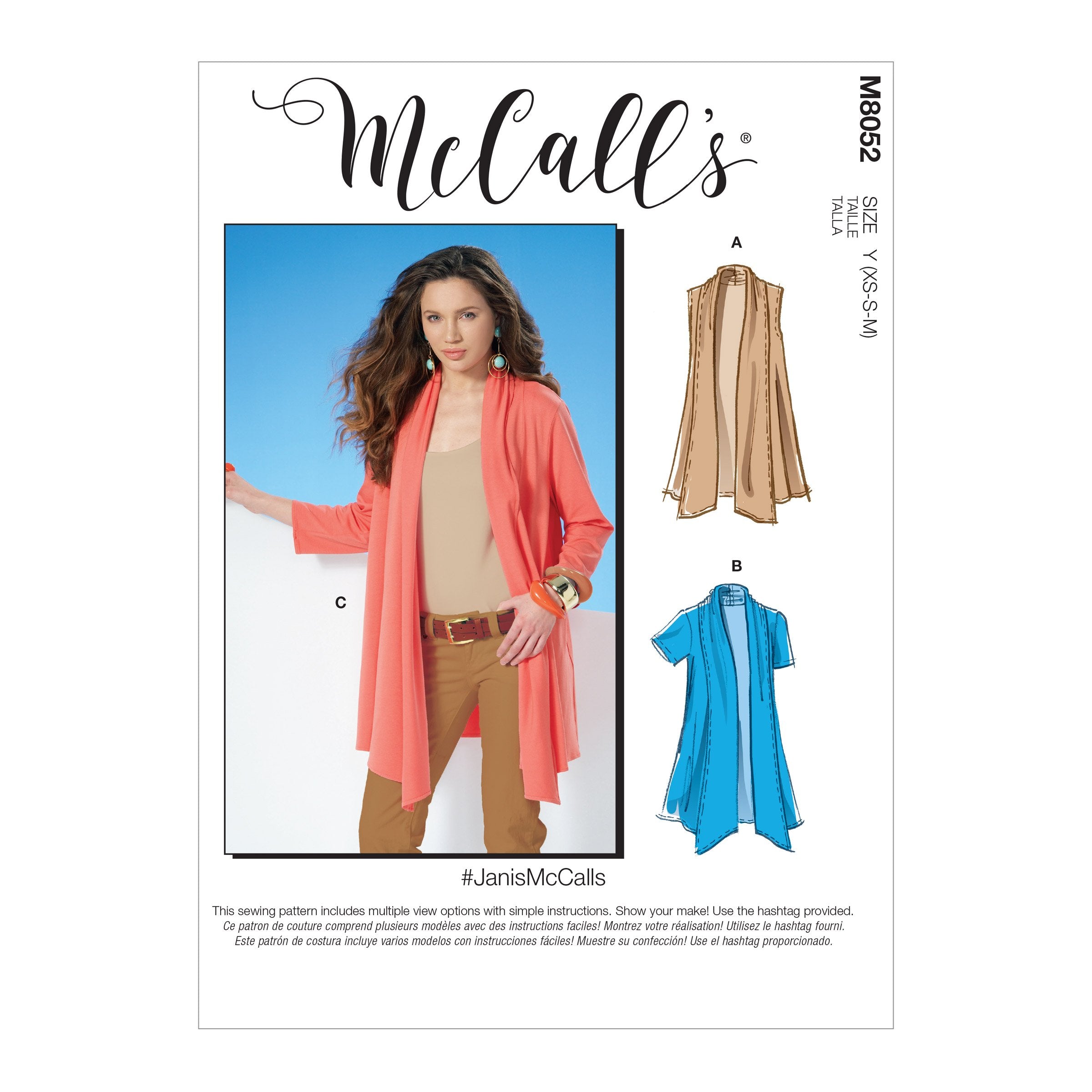 McCall's pattern 8052 Shawl Collar Cardigans from Jaycotts Sewing Supplies