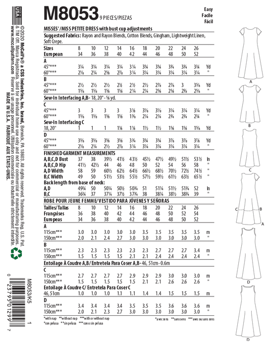 McCall's pattern 8053 Tent Dress In 2 Lengths from Jaycotts Sewing Supplies